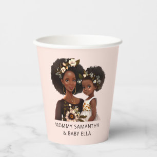 Gobelets En Papier Maman et fille noire personnalisée (18 ans)