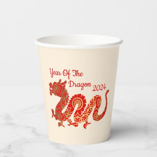 Gobelets En Papier Mandala Dragon 2024 - Nouvel An chinois (Verso)