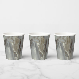 Gobelets En Papier Marbre gris avec Veine or