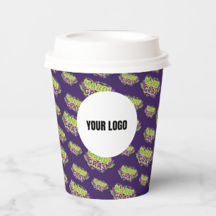 Gobelets En Papier Mardi Gras Logo Personnalisé Business Purple Livre