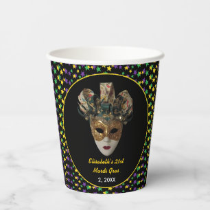 Gobelets En Papier Mardi Gras Masque 21e fête d'anniversaire