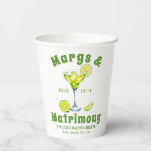Gobelets En Papier Margs & Matrimony cocktail chaux vert bachelorette