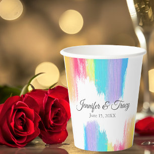 Gobelets En Papier Mariage arc-en-ciel magnifique personnalisé