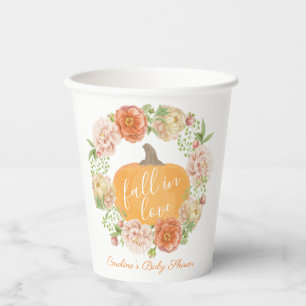 Gobelets En Papier Mariage automnal floral citrouille Tombez amoureux