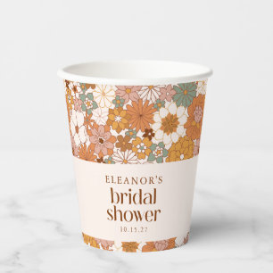 Gobelets En Papier Mariage Bohème Rétro Personnalisé Fleurs de Terrac