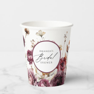 Gobelets En Papier Mariage Champêtre Floral Abondant pour une Future