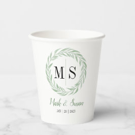 Gobelets en papier mariage Couronne Verte