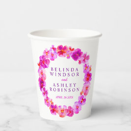 Gobelets En Papier Mariage d'aquarelle de fleurs rose