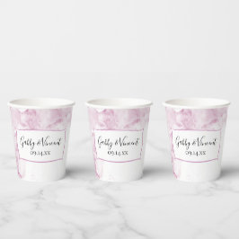 Gobelets En Papier Mariage d'aquarelle rose pâle