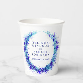 Gobelets En Papier Mariage de couronnes bleu aqua aquarelle