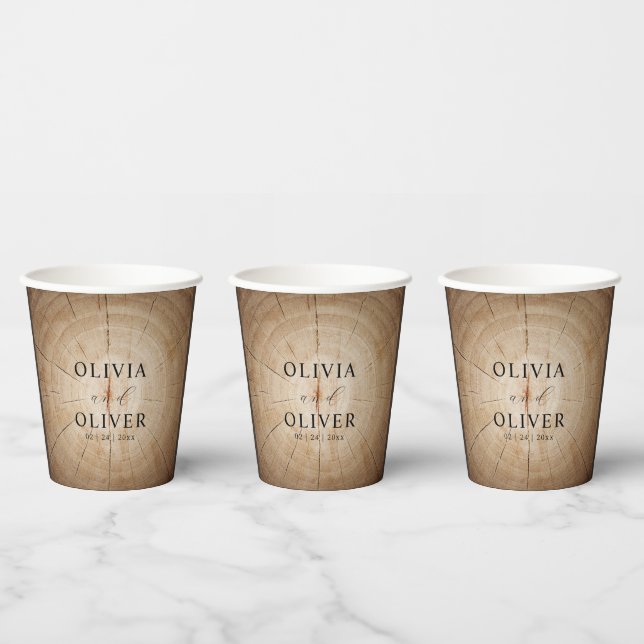 Gobelets En Papier Mariage de la grange de bois rustique (Multi)