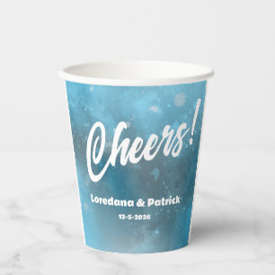 Gobelets En Papier Mariage de la mer bleue profonde