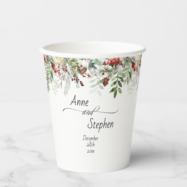 Gobelets En Papier Mariage de la saison de Noël (Recto)