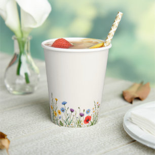 Gobelets En Papier Mariage de prairie sauvage de printemps