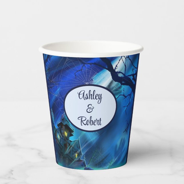 Gobelets En Papier Mariage d'Halloween Personnaliser Noms Chaud Froid (Recto)
