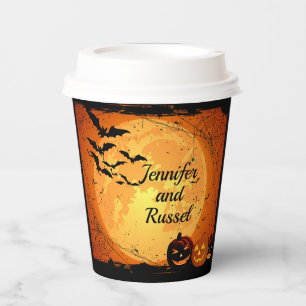 Gobelets En Papier Mariage d'Halloween Personnaliser Noms Chaud Froid