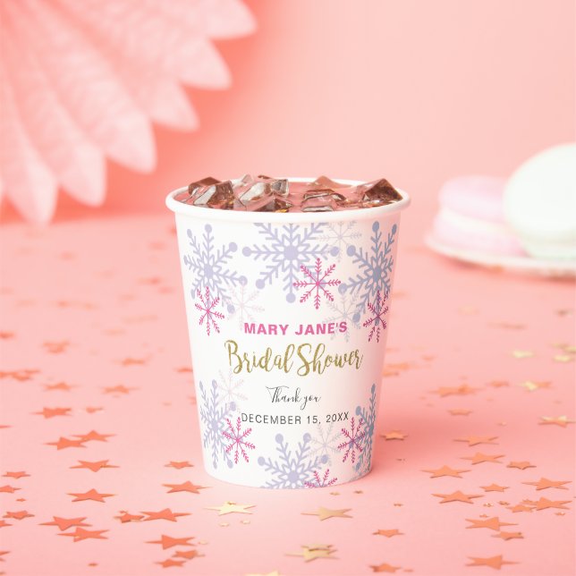 Gobelets En Papier Mariage d'hiver merveilleux doré pailleté neige (Insitu)