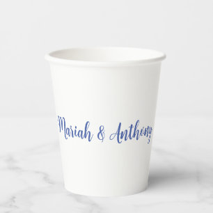 Gobelets En Papier Mariage Élégant Créatif Classique Bleu Blanc