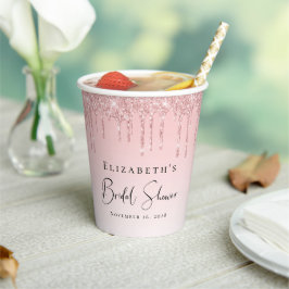 Gobelets En Papier Mariage en vue Rose Paillettes