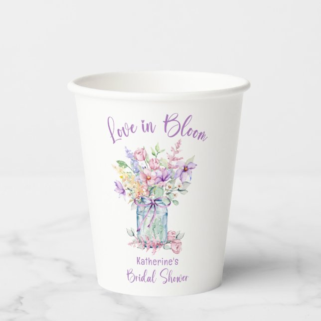GOBELETS EN PAPIER MARIAGE FLEURI : RÉCEPTION DE MARIÉE (Recto)