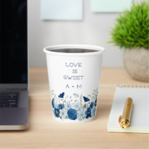 Mariage floral aquarelle bleu vintage