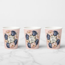 Mariage floral bleu marine et Rose or