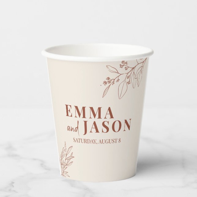 Gobelets en papier mariage floral boho (Recto)