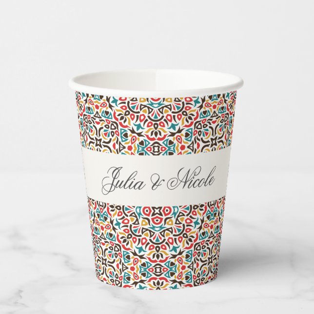 Gobelets En Papier Mariage géométrique en treillis marocain (Gauche)
