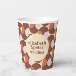Gobelets En Papier Mariage géométrique les années 70 rétro Brown supe