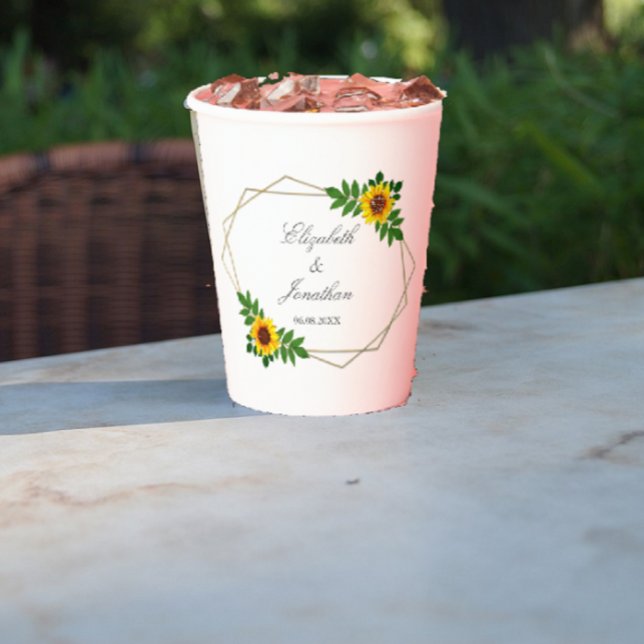 Gobelets En Papier Mariage géométrique tournesol (Créateur téléchargé)