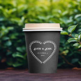 Gobelets En Papier Mariage gothique minimaliste noir et blanc