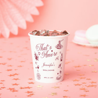 Gobelets En Papier Mariage Italien à l'aquarelle That's Amore