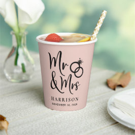 Gobelets En Papier Mariage M. Mme Blush Pink
