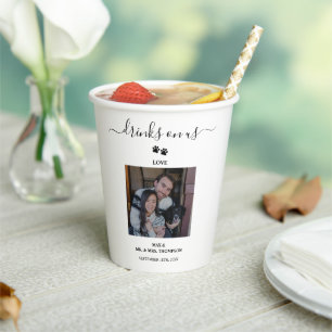 Gobelets En Papier Mariage Moderne Photo Couple Chien Boissons Offert
