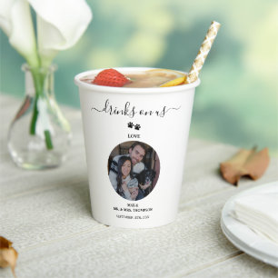 Gobelets En Papier Mariage Moderne Photo Couple Chien Boissons Offert