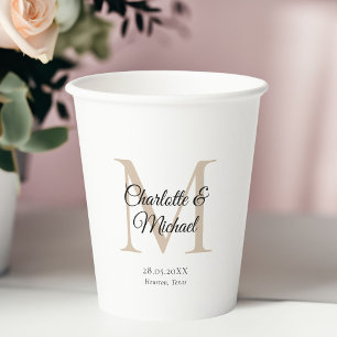 Gobelets En Papier Mariage monogramme