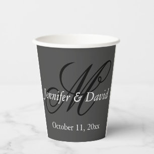 Gobelets En Papier Mariage Monogramme Calligraphie Attrayant 