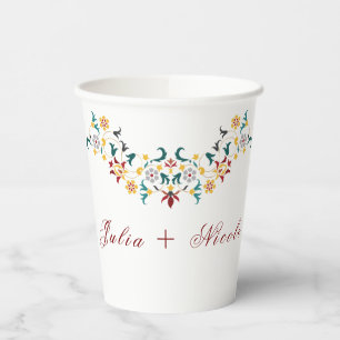 Gobelets En Papier Mariage Motif classique complexe de géométrie vint