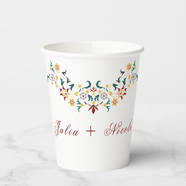 Gobelets En Papier Mariage Motif classique complexe de géométrie vint (Gauche)