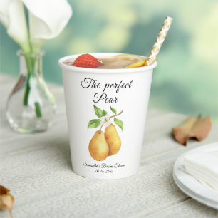Gobelets En Papier Mariage parfait de poire florale aquarelle