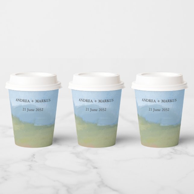 Gobelets En Papier Mariage Paysage Peint Ciel bleu (Multi)