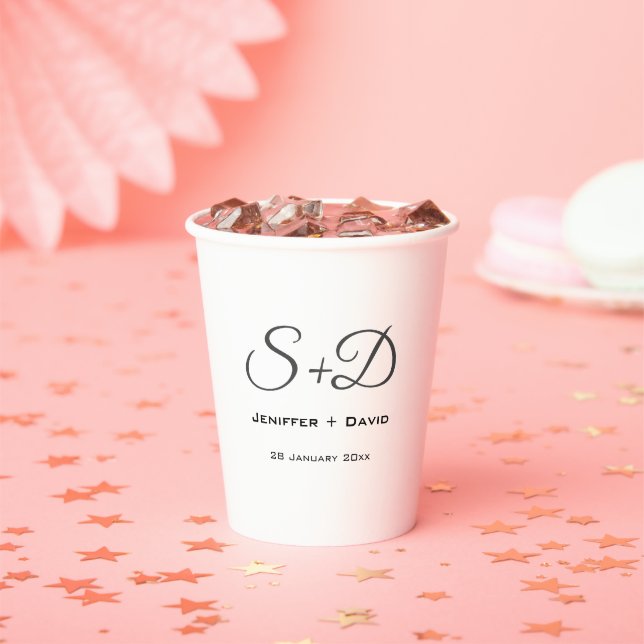 Gobelets En Papier Mariage personnalisé, douche nuptiale/fiançailles  (Insitu)
