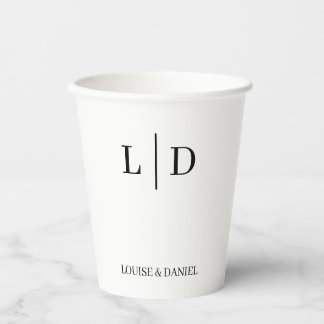 Gobelets En Papier Mariage personnalisé minimal et simple