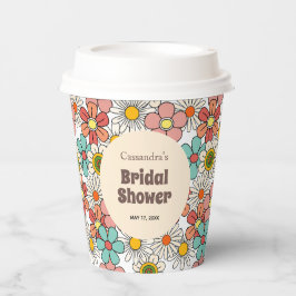 Gobelets En Papier Mariage rétro hippie groovy fleurs 