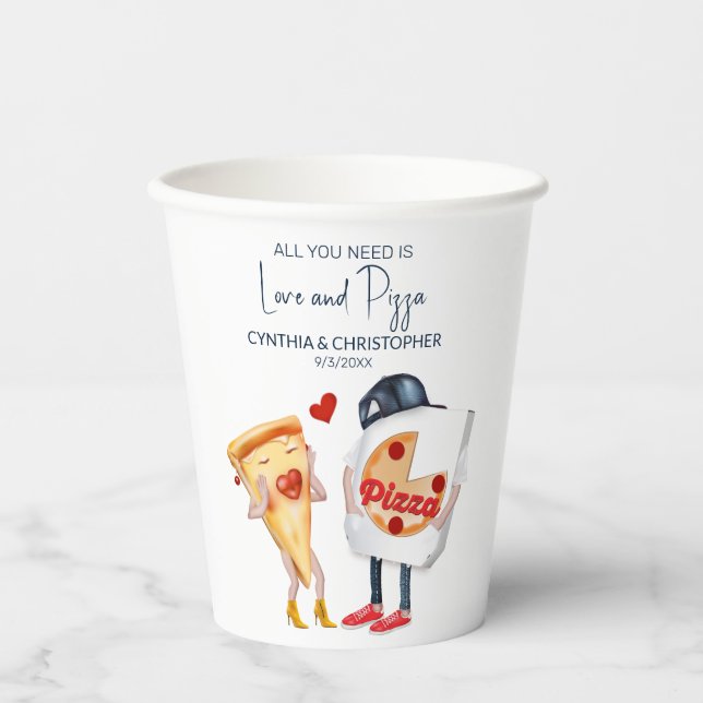Gobelets En Papier Mariage Ridicule de Pizza Drôle (Recto)