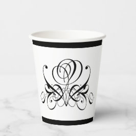 Gobelets En Papier Mariage Rose noir Calligraphie