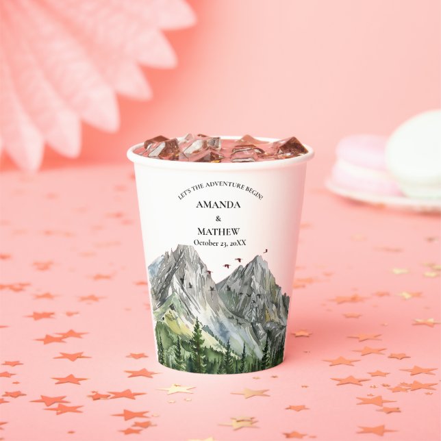 Gobelets En Papier Mariage Rustique de la forêt de montagne de bois (Insitu)