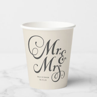 Gobelets En Papier Mariage rustique m & mrs Ivory personnalisé
