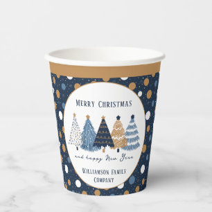 Gobelets En Papier Marine Arbres Bleus Points Moderne Personnalisé No