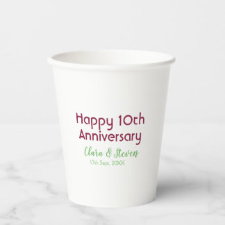 Gobelets En Papier MARON GREEN PASTEL happy 10th anniversary wedding
